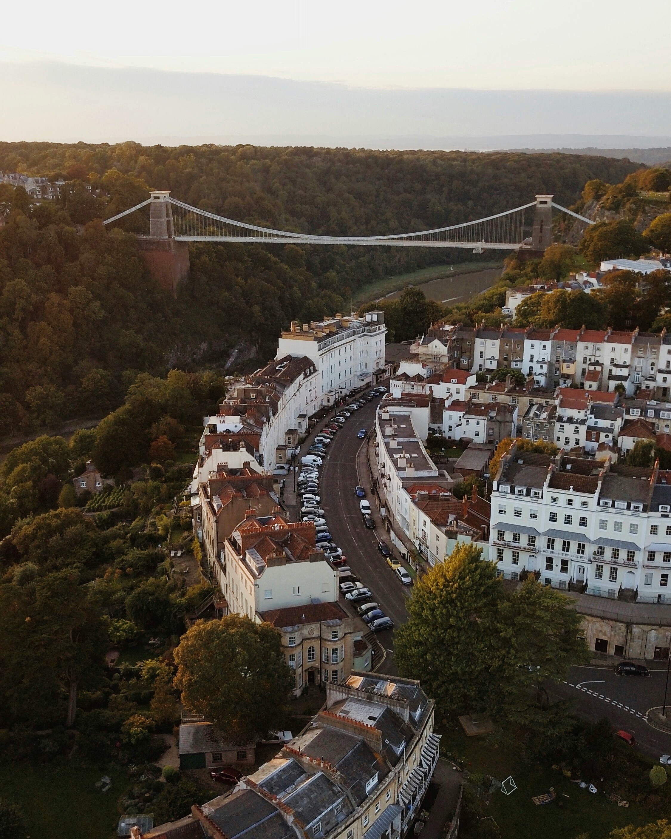 Aerial view of Bristol and Clifton Suspension Bridge